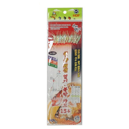 선상낚시 해동 심해 우럭 열기 볼락 기둥줄 반짝이 틴셀 카드 외줄 생미끼 채비 15호, 투명