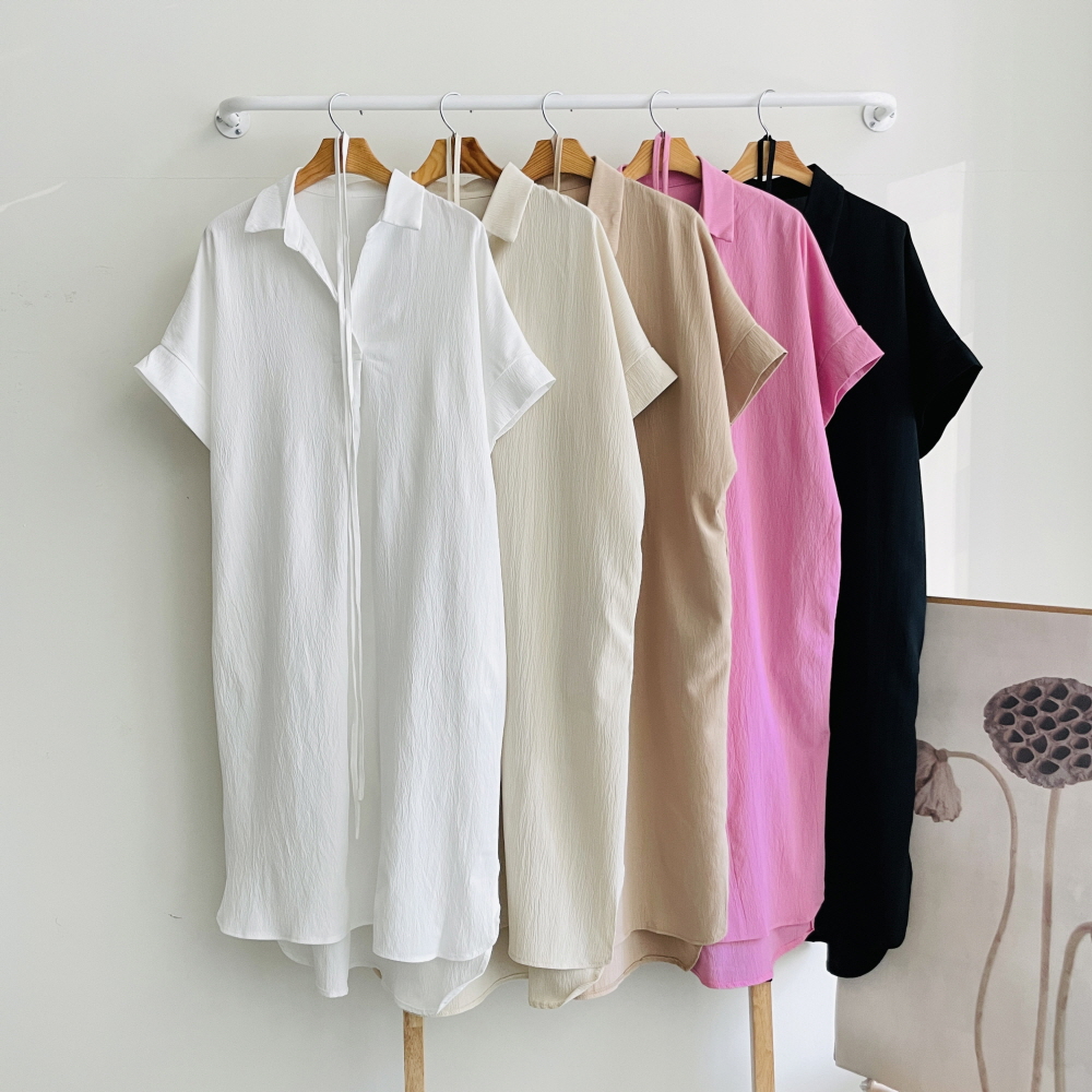 결혼식하객룩 셔츠원피스 빅사이즈 여름 반팔 롱원피스