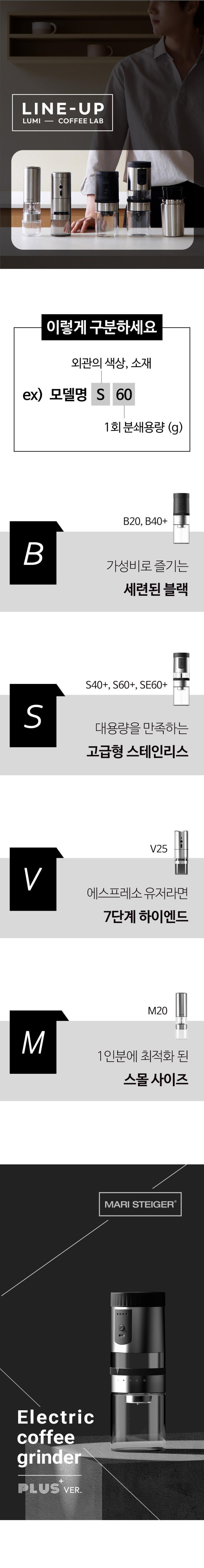 루미 충전식 무선 전동 커피그라인더 S60 플러스 휴대용 가정용 판매처 상세 정보 이미지 4