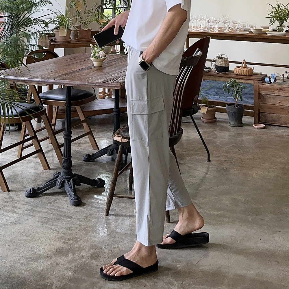 쿨링 아이스 팬츠 남자 냉장고 바지 카고 밴딩 남자 여름 바지 - 상세 이미지 2