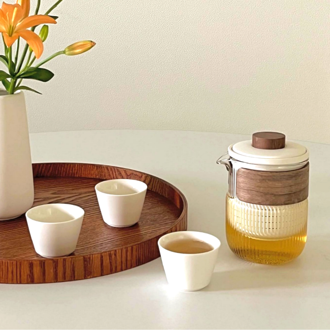 다도세트 다기 휴대용 다구 심플화이트 차그루