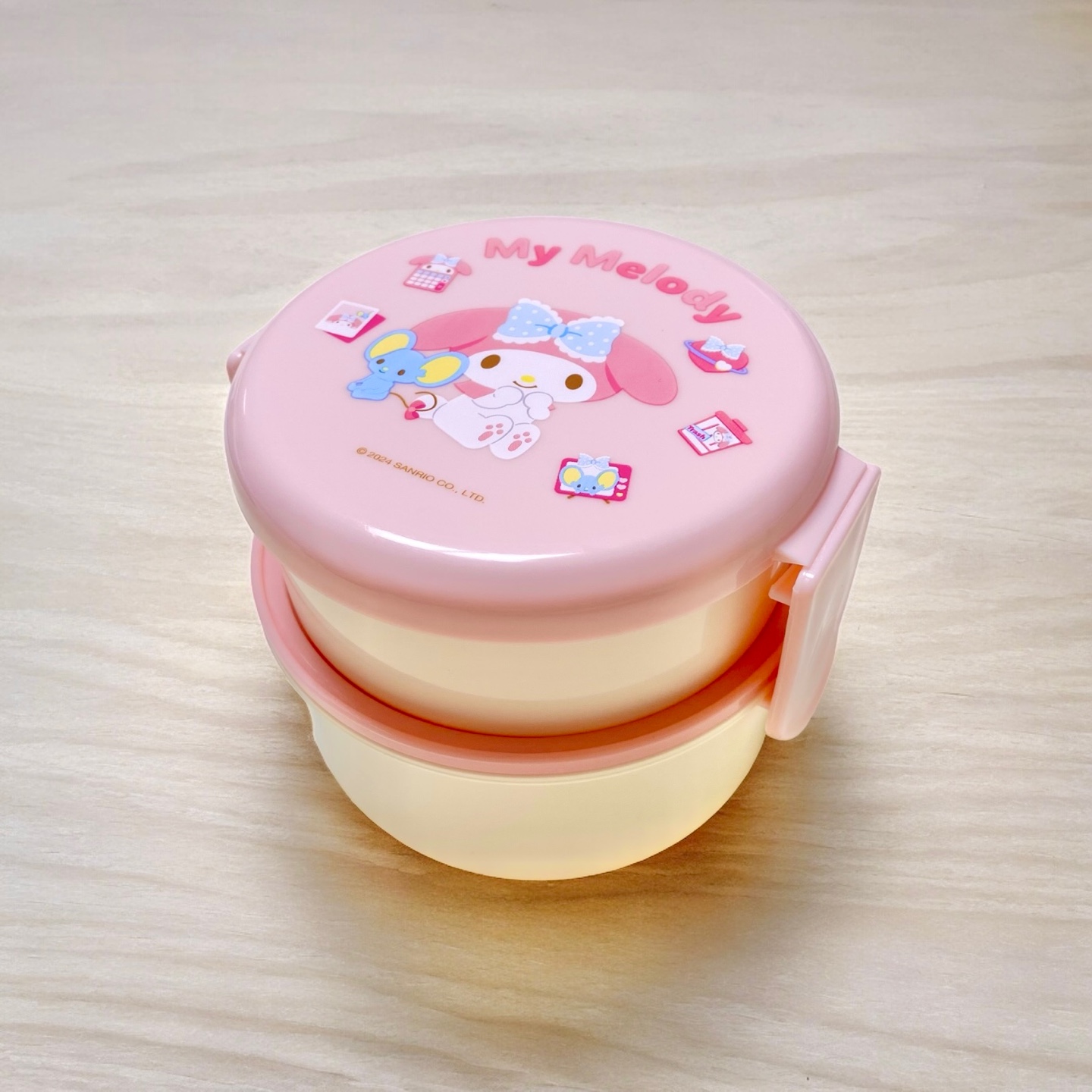 마이멜로디 아이콘 2단 원형 도시락 도시락통 - 상세 이미지 2