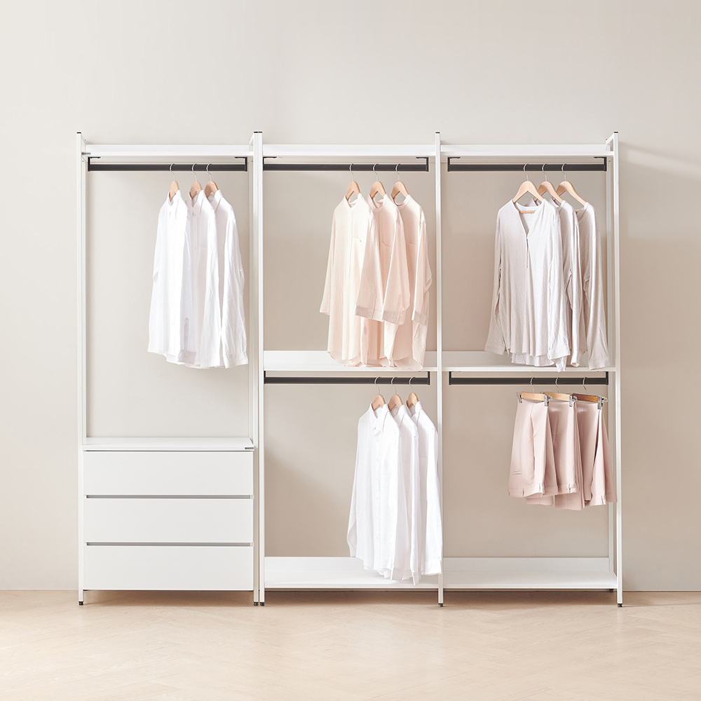 동서가구 디넬 시스템 2400 3단 서랍장 행거 세트 DF924845