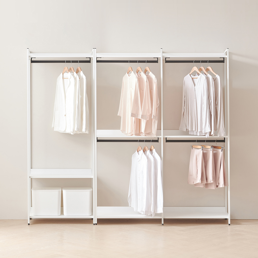 동서가구 디넬 시스템 2400 드레스룸 1단+2단 행거 세트 DF924843