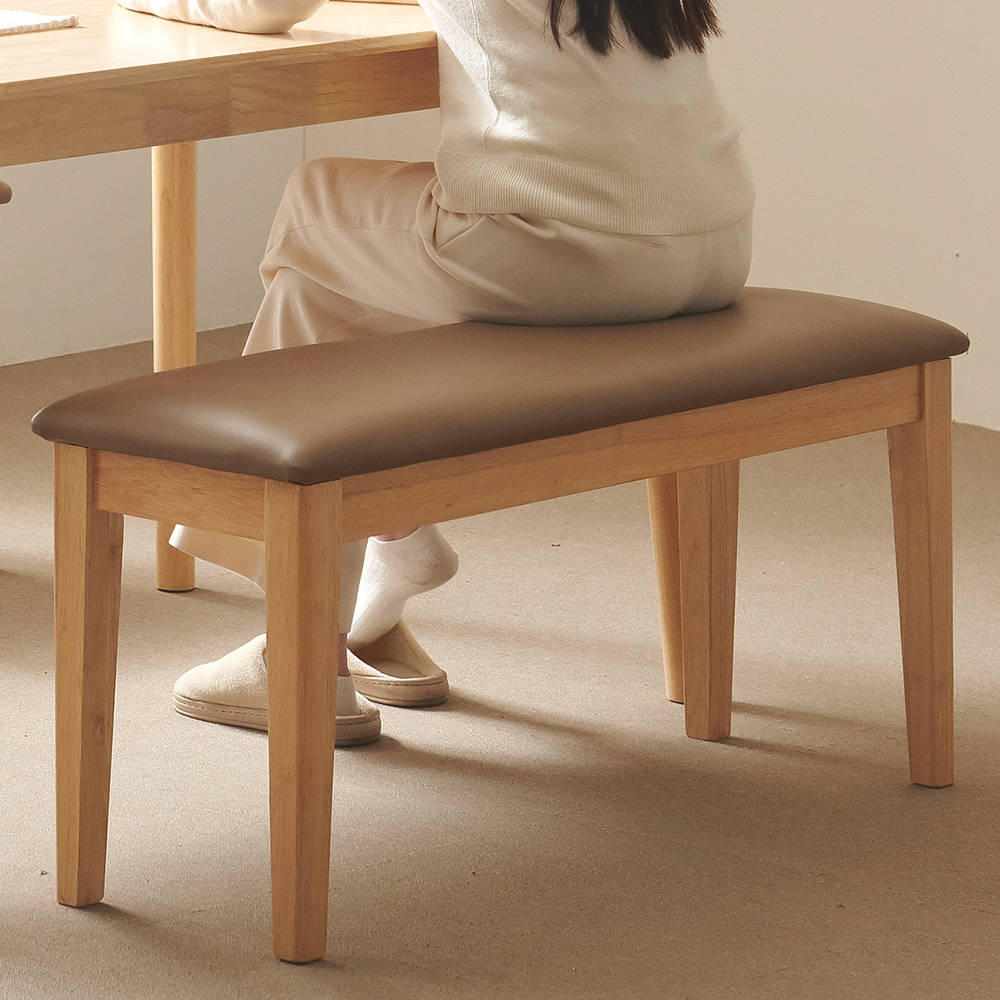 피코 매튼 고무나무 원목 식탁 벤치 2인용