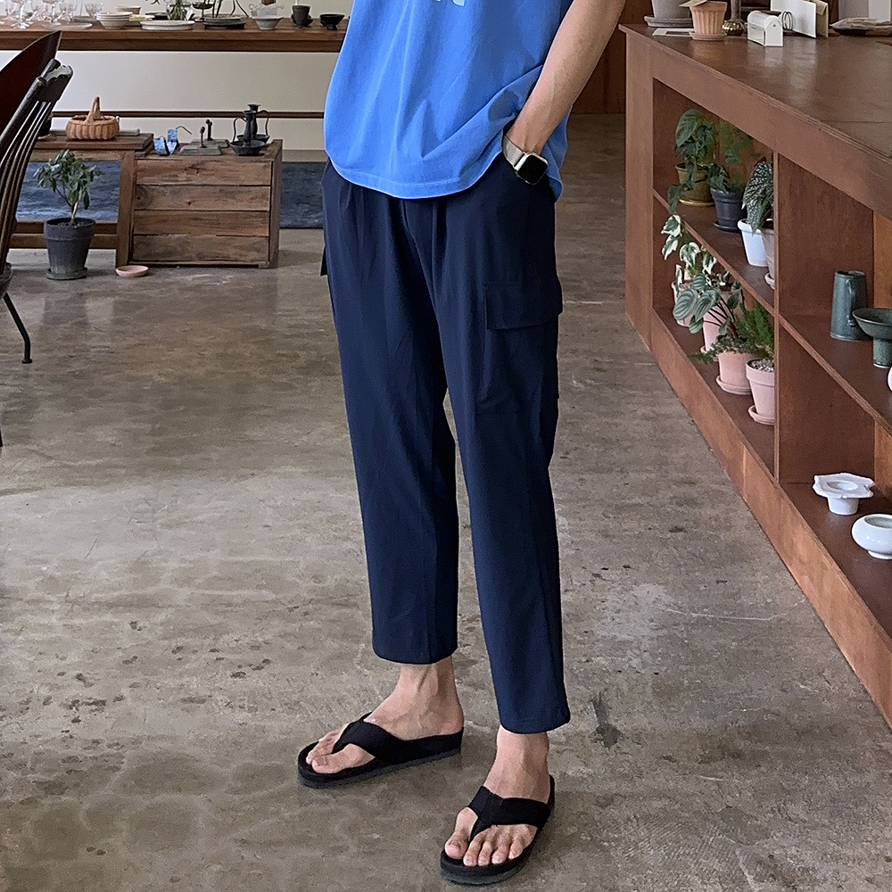 쿨링 아이스 팬츠 남자 냉장고 바지 카고 밴딩 남자 여름 바지