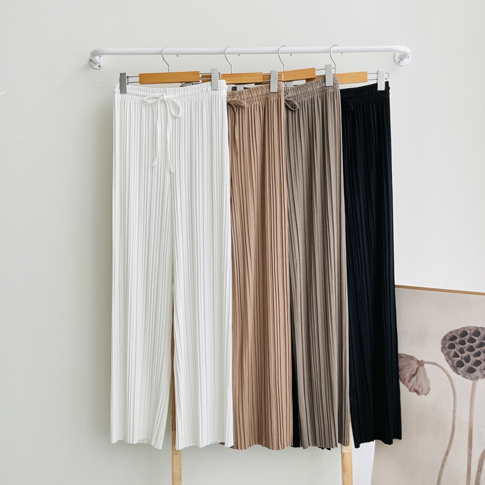 플리츠바지 냉장고바지 몸빼 여름 와이드 통바지 주름 팬츠