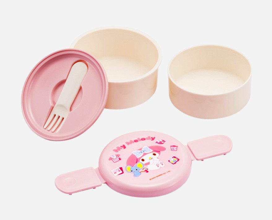 마이멜로디 아이콘 2단 원형 도시락 도시락통 - 메인 이미지