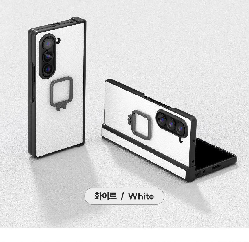 갤럭시 Z폴드7 크로커 가죽 패턴 힌지 보호 링케이스 - 상세 이미지 3