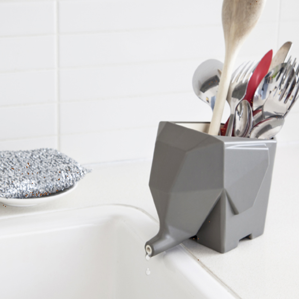 코끼리 물빠짐 수저통 수저꽂이 조리도구통