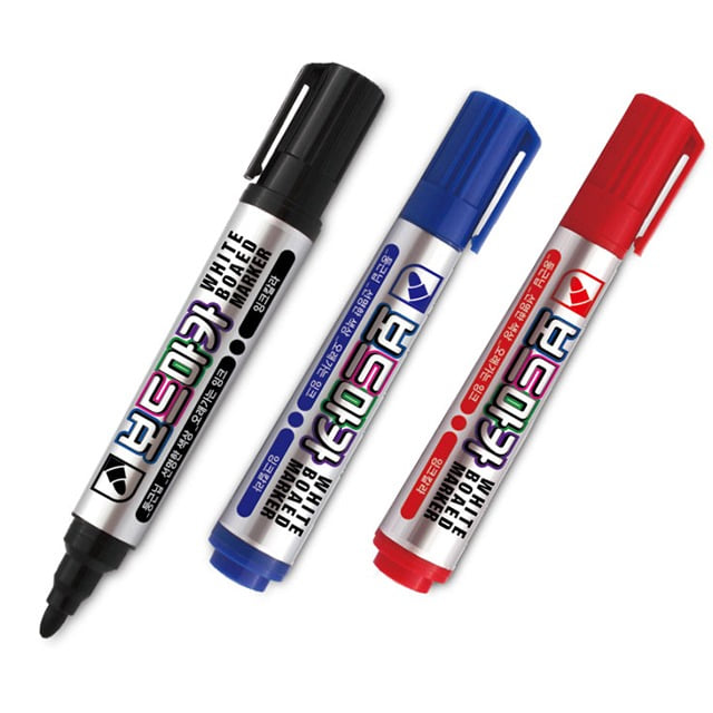 크라운 보드마카 검정 둥근닙 화이트 보드펜