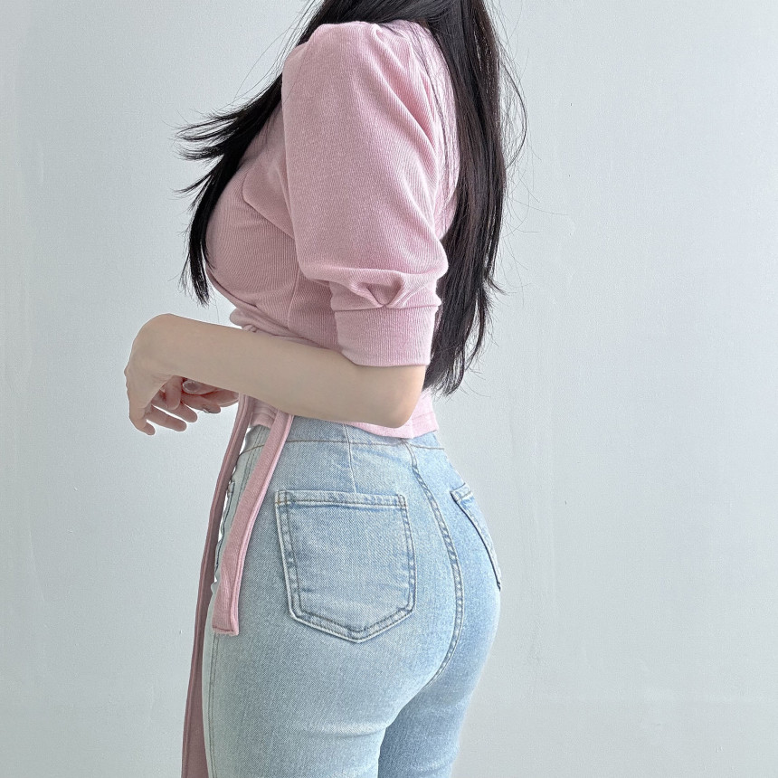 [당일발송💖🚀] 랩가디건 퍼프소매 반팔가디건 3color  하객룩 데이트룩 랩스타일 상세 이미지 24
