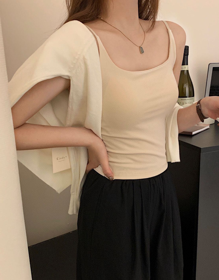 여성 캡내장 부드러운 모달 브라캡 여름 나시 일체혐 브라탑 - 상세 이미지 3