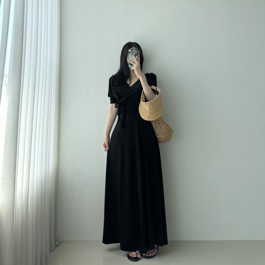 [당일발송💖🚀] 랩가디건 퍼프소매 반팔가디건 3color  하객룩 데이트룩 랩스타일 상세 이미지 32