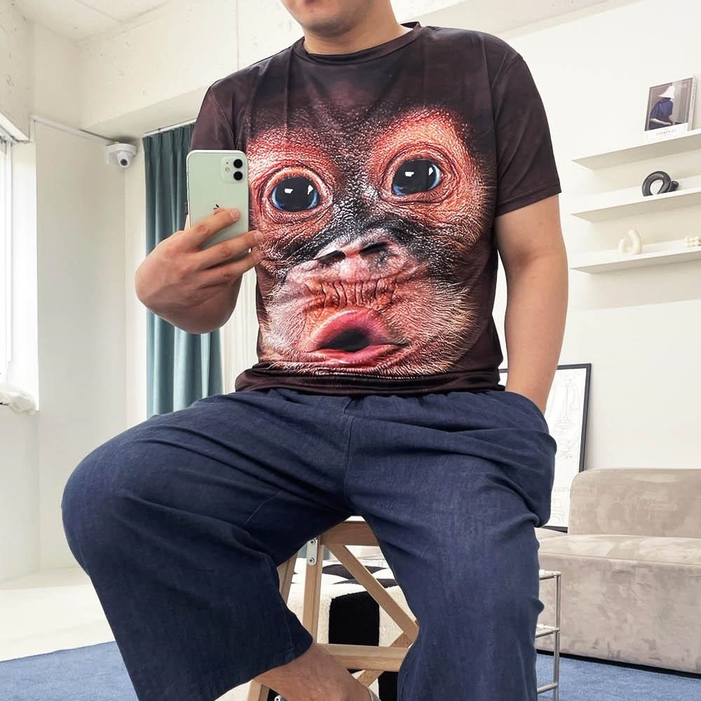 오랑우탄 원숭이 고릴라 웃긴 캐릭터 반팔 티셔츠 티 옷 - 상세 이미지 2