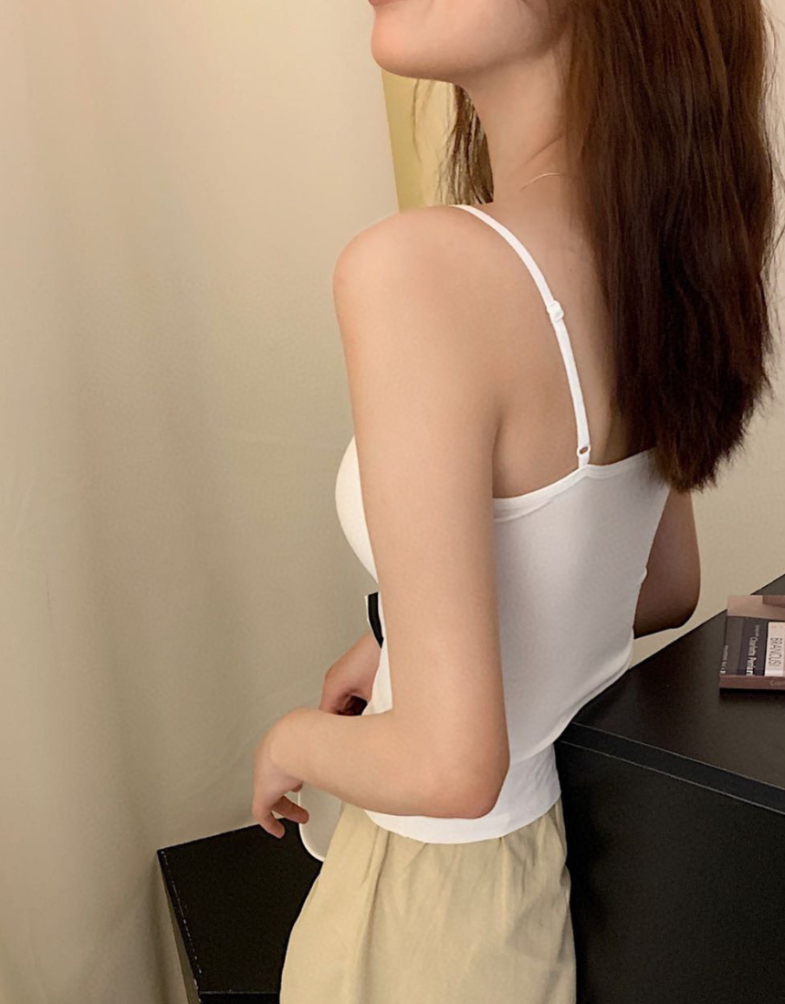 여성 캡내장 부드러운 모달 브라캡 여름 나시 일체혐 브라탑 - 상세 이미지 4