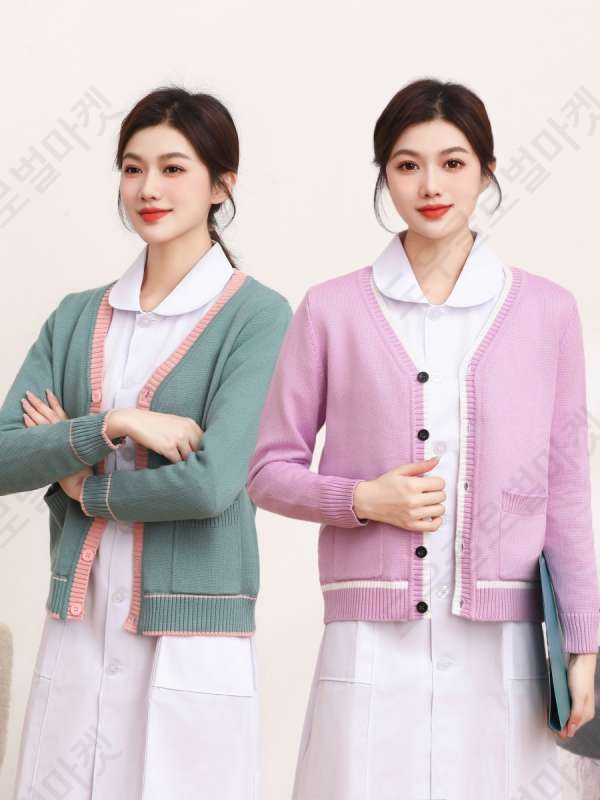 간호가디건 간호사 빅사이즈 사무실 간호복 병원 서빙복 - 상세 이미지 3