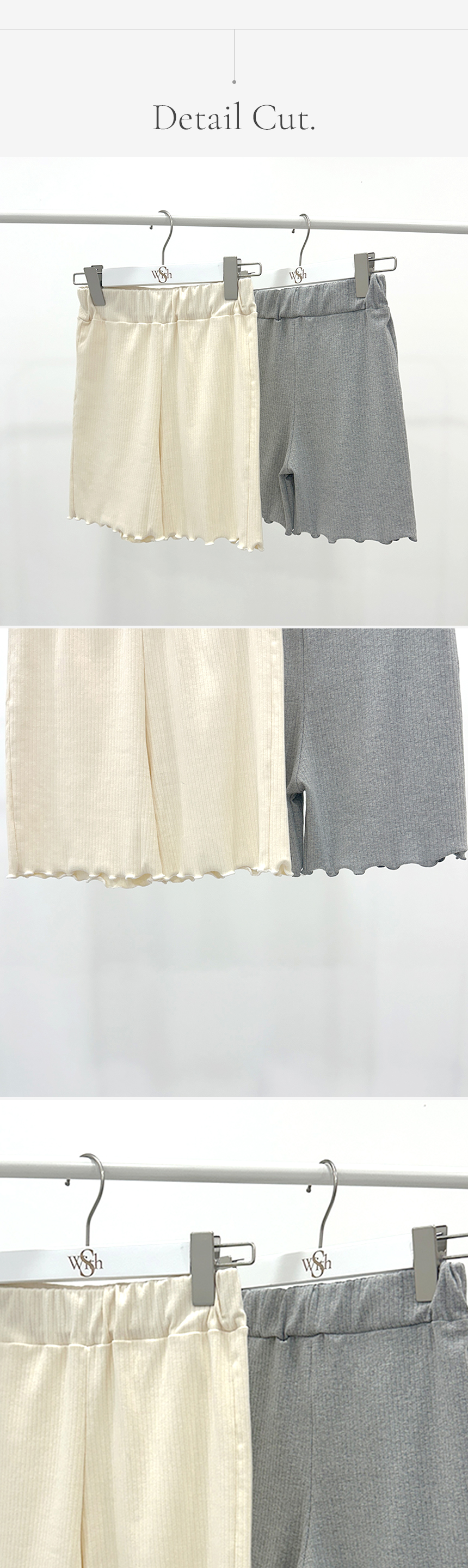 [2color/발레코어/꾸안꾸] 4부 프릴 레이스 골지 스판 바이커 레깅스 팬츠 상세 이미지 4