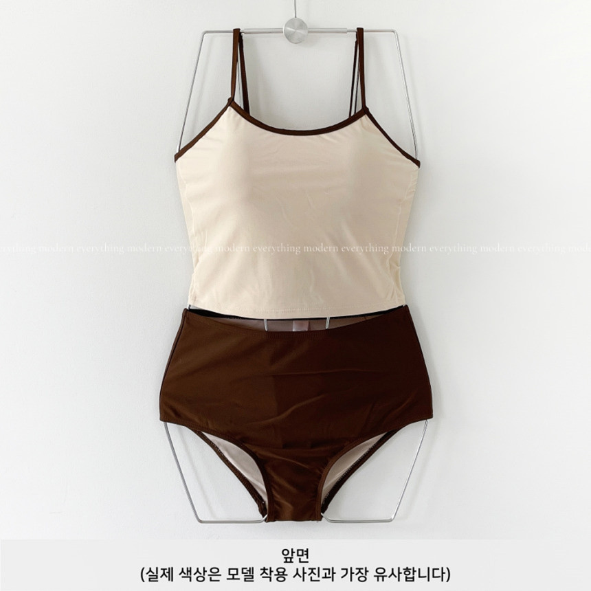 🌴뱃살쏙/M-3XL 하이웨스트 배색 커버업 비키니 유교걸 휴양지 투피스 빅사이즈 수영복 상세 이미지 24