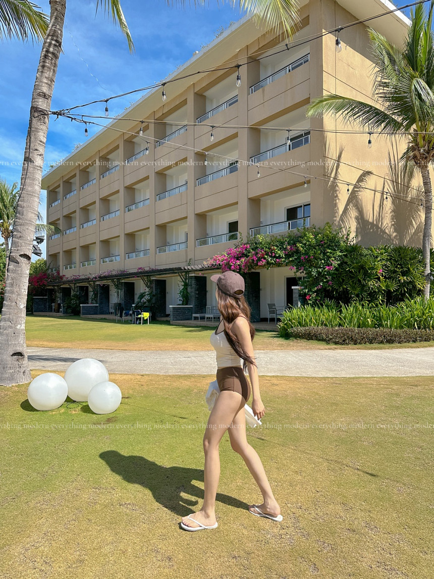 🌴뱃살쏙/M-3XL 하이웨스트 배색 커버업 비키니 유교걸 휴양지 투피스 빅사이즈 수영복 상세 이미지 17
