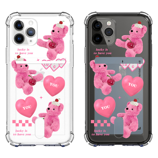 곰인형 캐릭터 귀여운 투명 카드 케이스