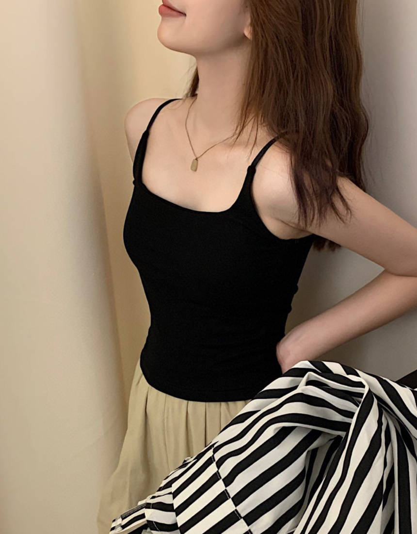여성 캡내장 부드러운 모달 브라캡 여름 나시 일체혐 브라탑 - 상세 이미지 2