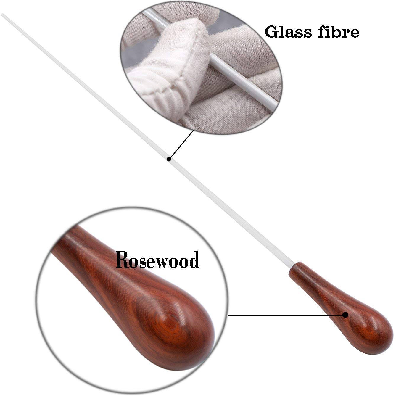 감동을 주는 지휘자 고급 샌달우드 오케스트라 지휘봉 (보관 케이스 포함)