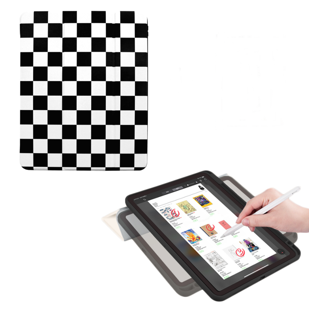 오드밤 체커보드 쓰리폴더 아이패드 에어11 7세대 6세대 5세대 4세대 케이스