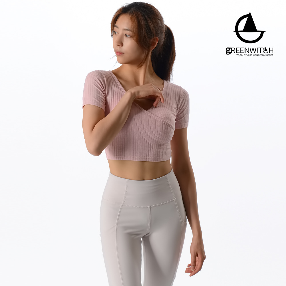 그리니치_레이온골지 랩 크롭티셔츠 필라테스 요가복 - 상세 이미지 4