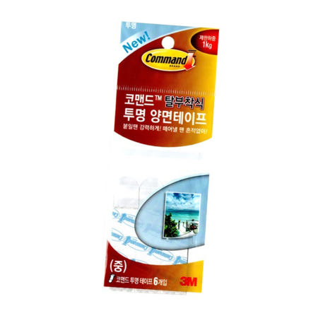 3M 무타공 테이프 리필 중형 6개 액자 거는법 패브릭포스터 붙이기 전세집 달기 무타공 걸이 시계 벽지 코맨드 못없이 걸기 못대신 훅 후크 벽에 붙이는 고리 부착형 옷걸이 스티커