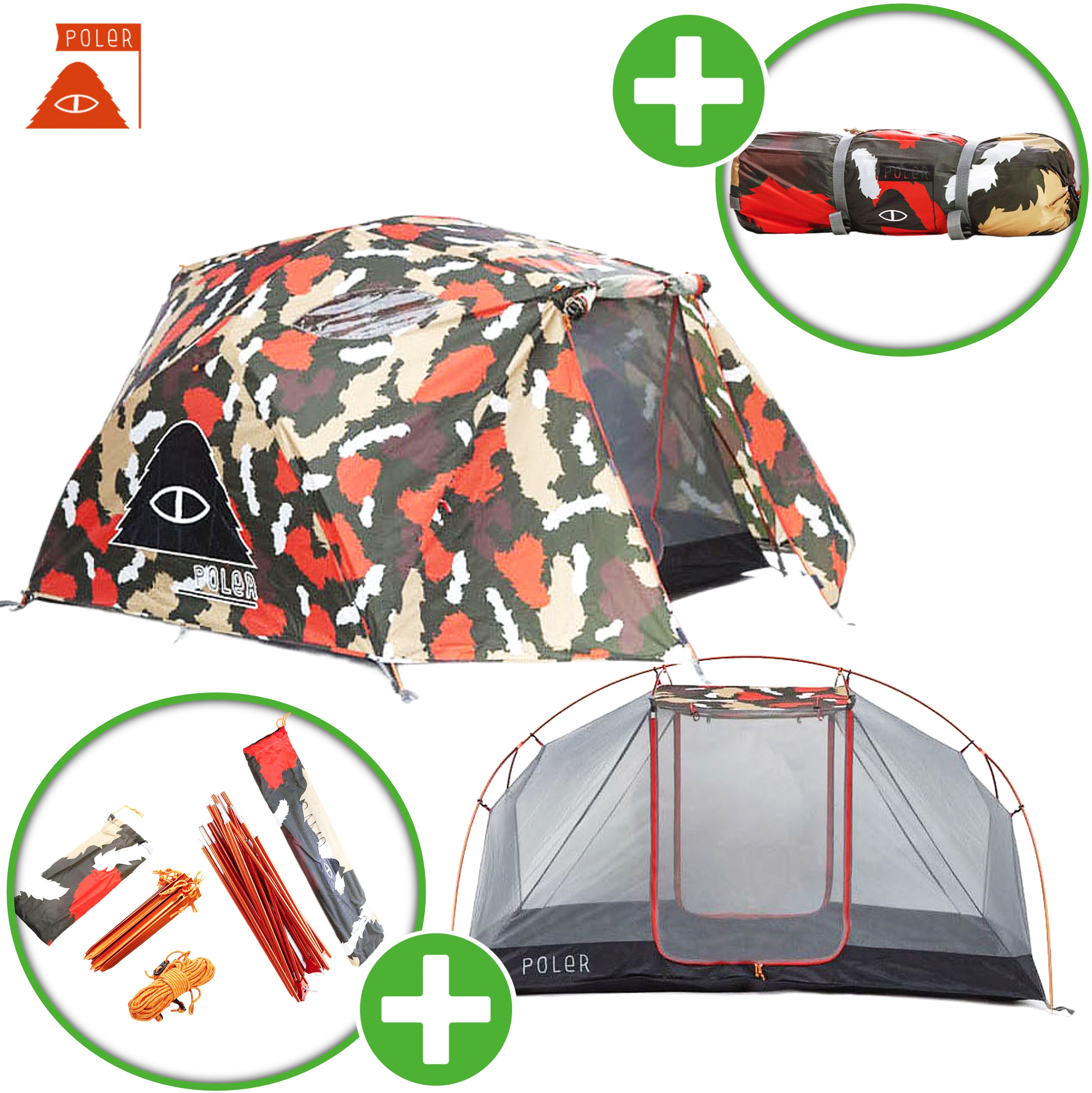 폴러투맨 폴러 스터프 텐트 독개구리 백패킹 그늘막 경량 카모플라쥬 25년신형