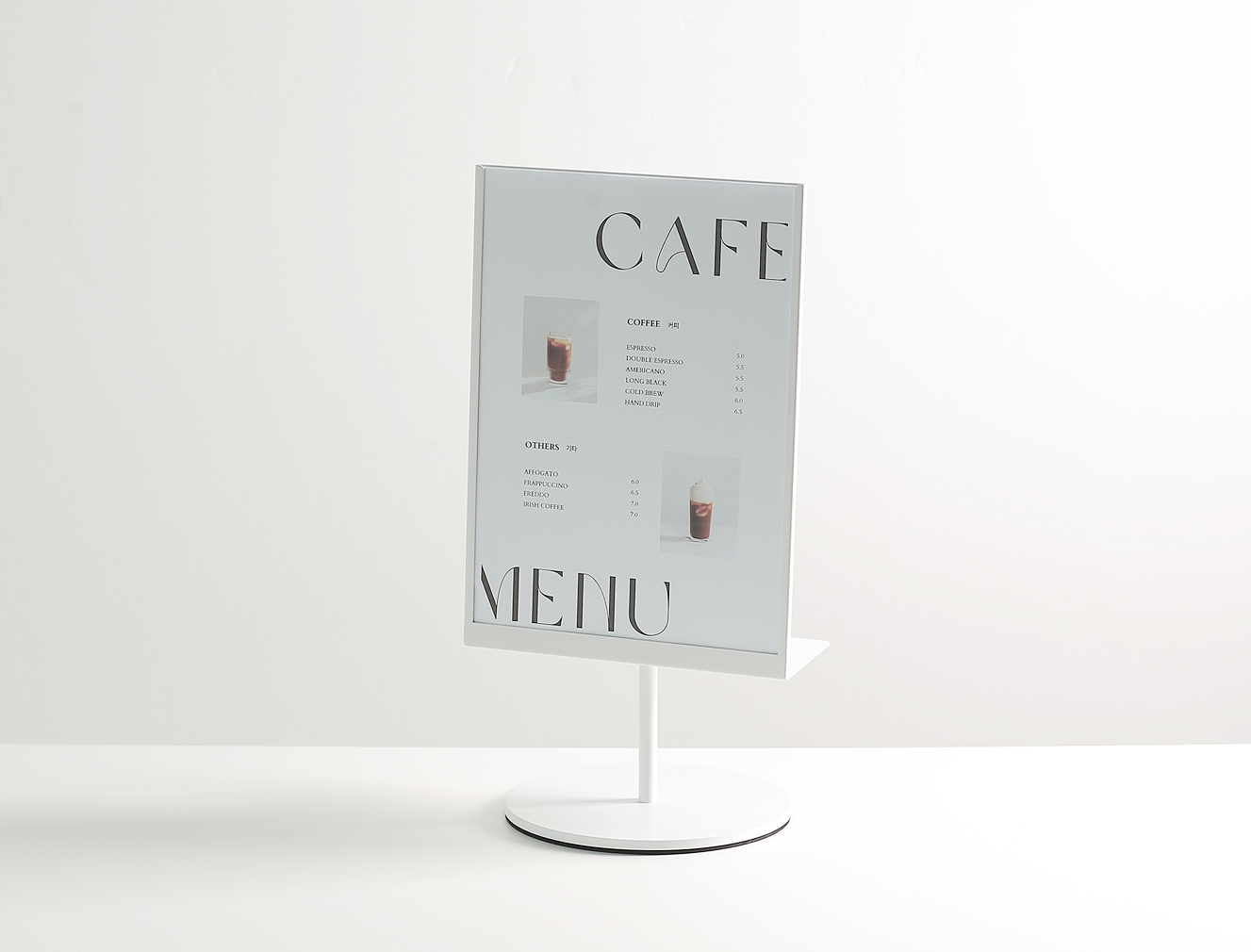 슬림 A5 가로형 스탠드 카페 메뉴판 클립보드