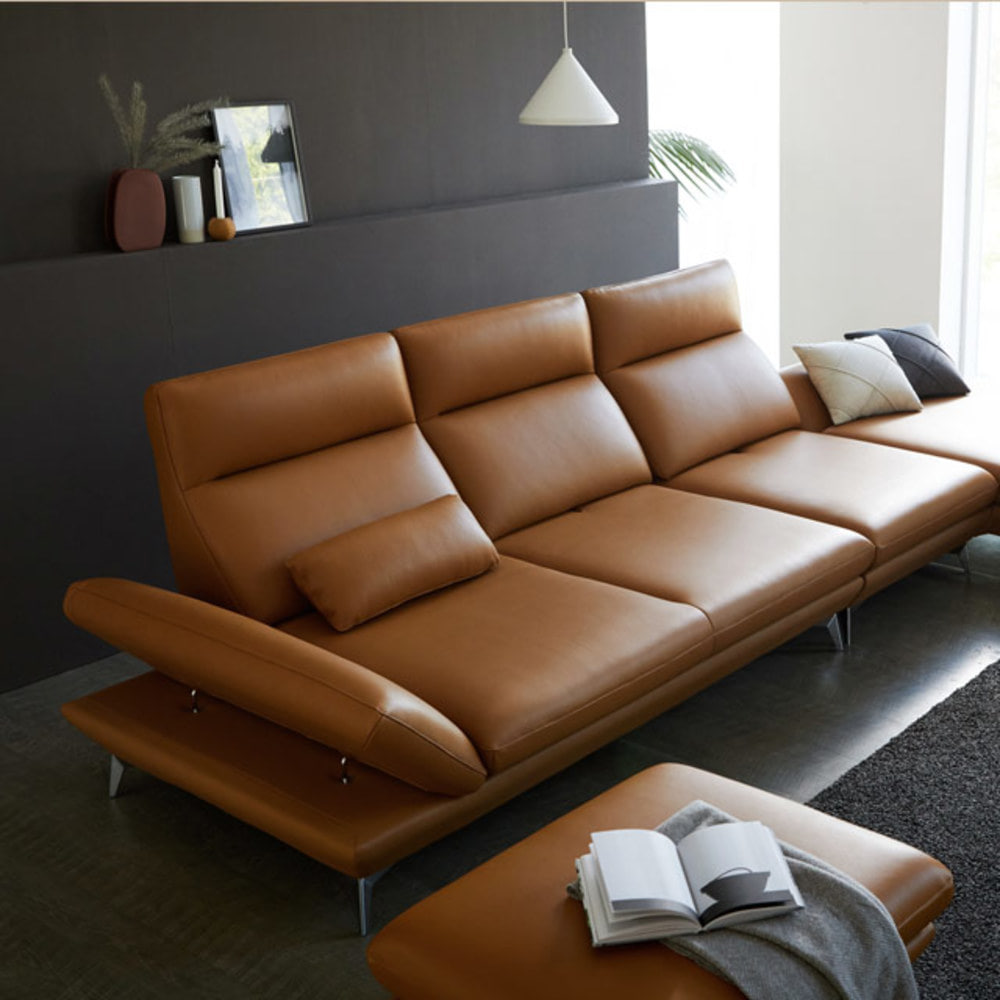 까사홈 모나크 이태리 통가죽 카우치+스윙+스툴 소파