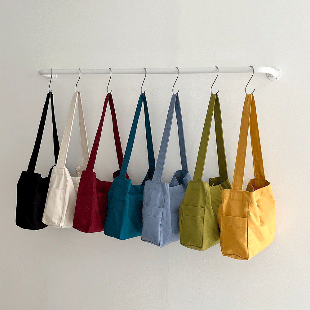 무지 크로스에코백 포켓 숄더백 마카롱미디움에코백 블랙 - 상세 이미지 2