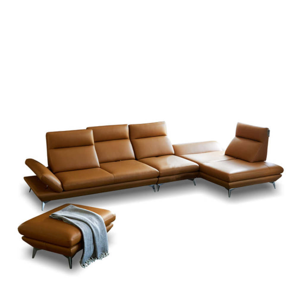 까사홈 모나크 이태리 통가죽 카우치+스윙+스툴 소파