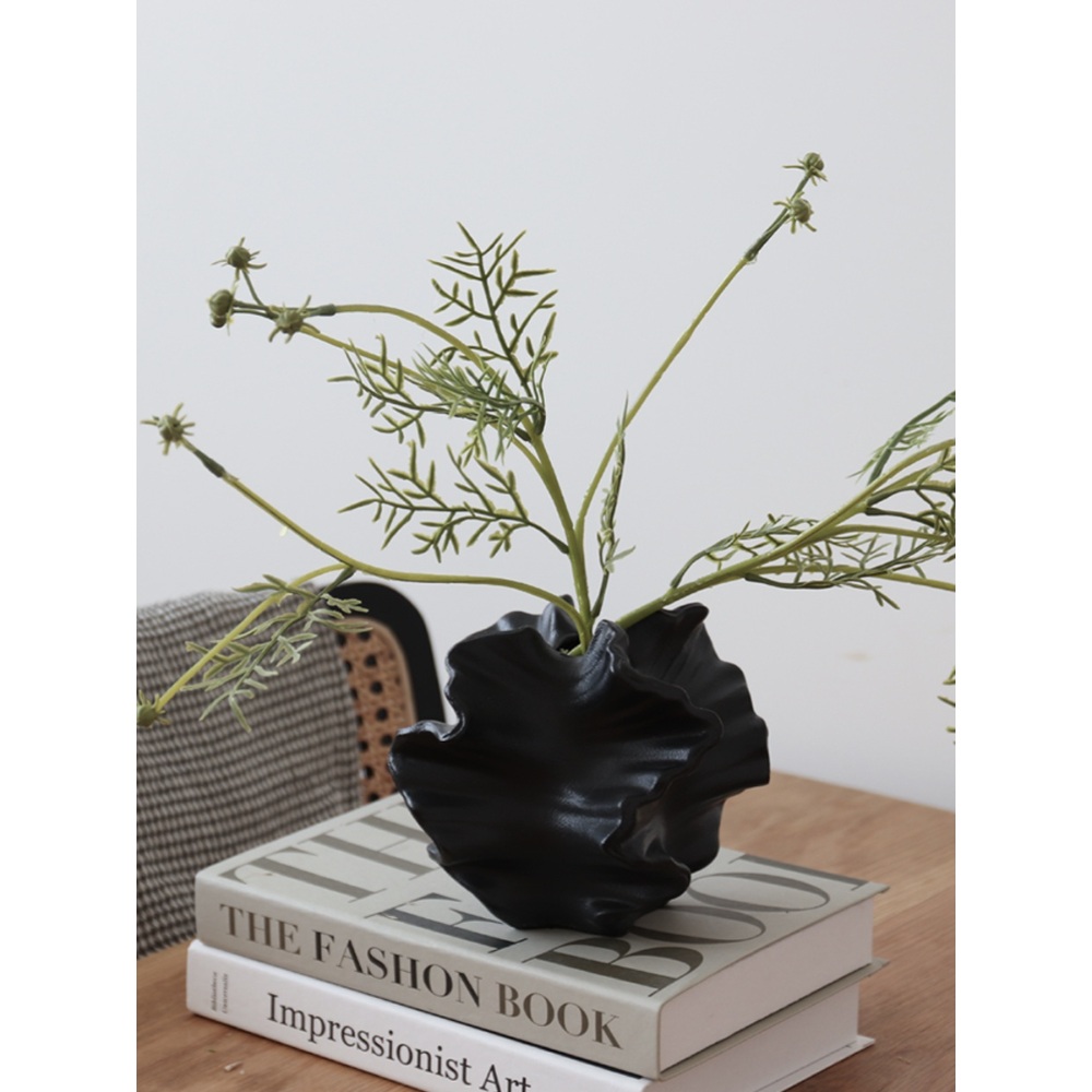 웨이브 쉘 화병 세라믹 꽃병 포인트 감성 미니멀 디자인 인테리어 소품 15X12.8cm - 상세 이미지 2