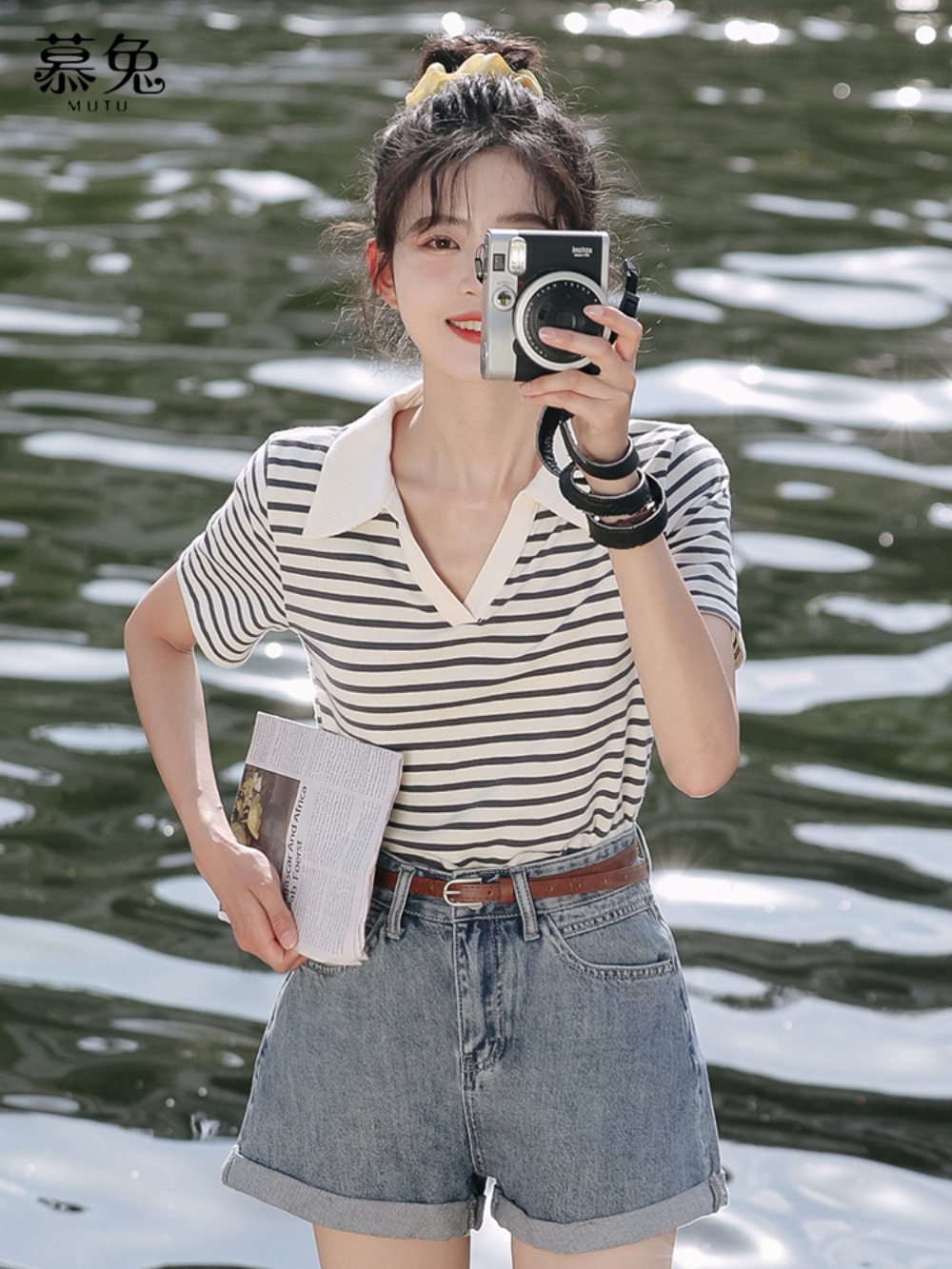 런닝맨 711회 송지효 반팔 카라 티셔츠 캠퍼스룩 트렌디 의상 옷 패션 - 상세 이미지 2