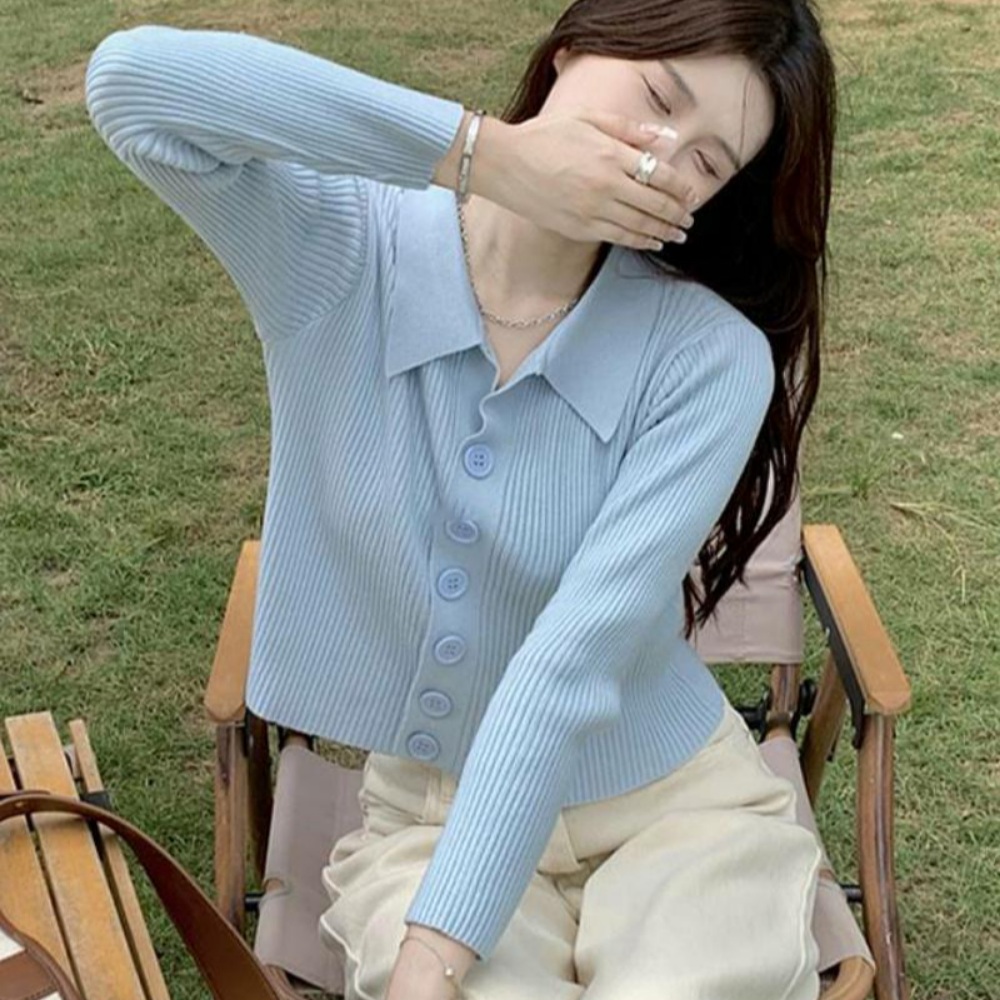 스캔들 10회 백설아 한보름 블루 가디건 크롭 캐시미어 의상 옷 패션 - 상품 이미지