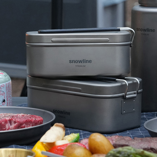 스노우라인 티타늄 손잡이 사각 반합 M 찜망 파우치 세트 백패킹 경량