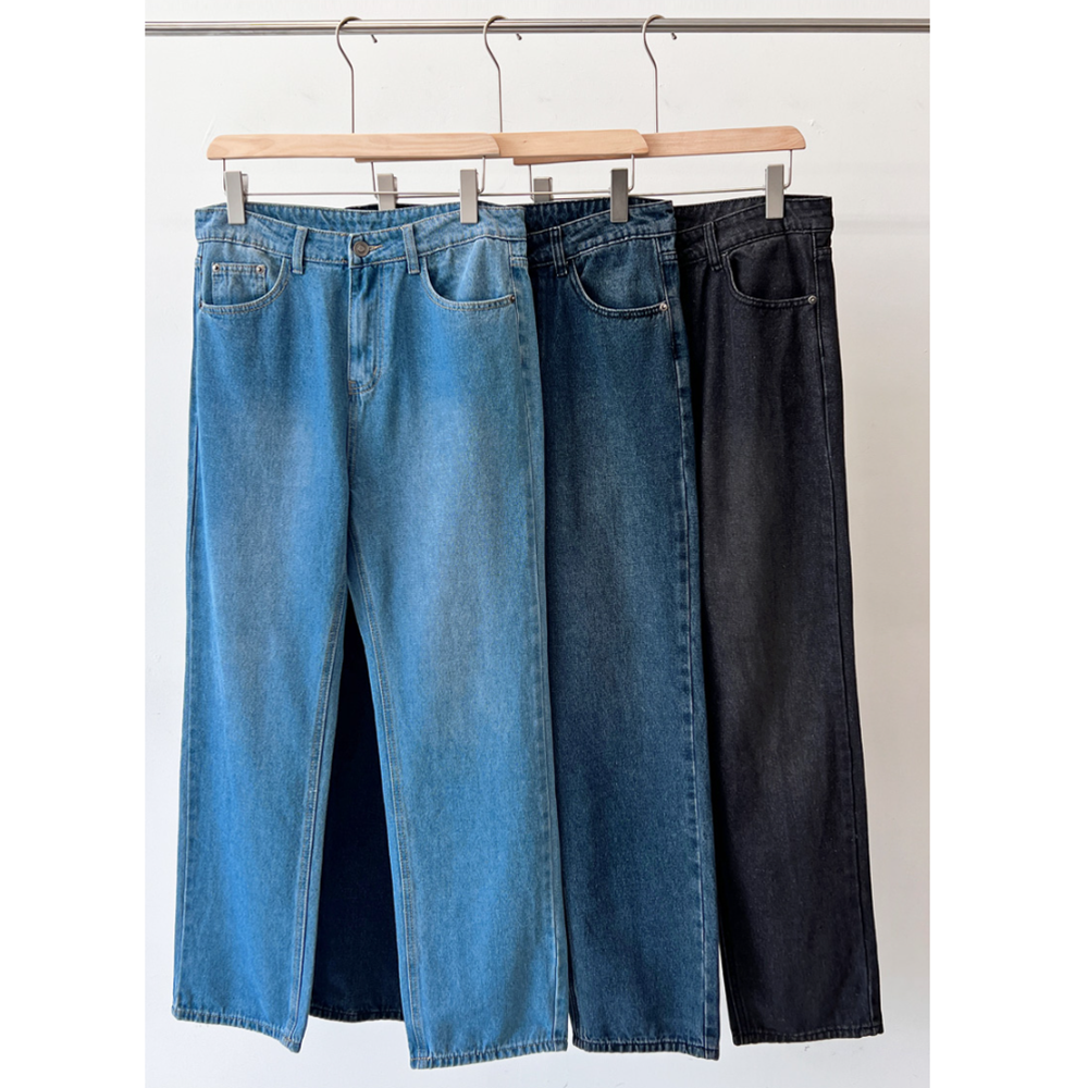 남자연청바지 레귤러핏 일자핏 블루진 데님 팬츠 - 상품 이미지