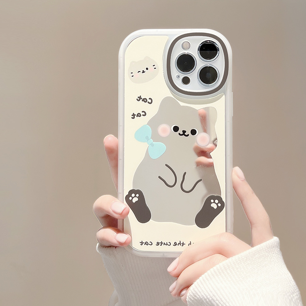핑크 강아지 거울 애플 15 휴대폰 케이스 14ProMax iPhone13용 12 나비 넥타이 체인 아이폰11케이스 - 메인 이미지