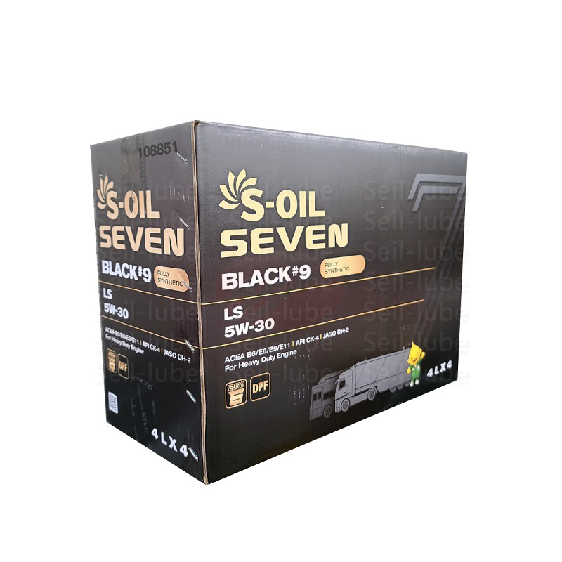 에스오일 세븐 블랙 9 LS 5W30 4L x 4개 1박스 16L CK-4 E8 상용차 100% 합성 연비절감형 장수명 디젤 엔진오일 (10W40 대체시 연비개선) - 상세 이미지 2