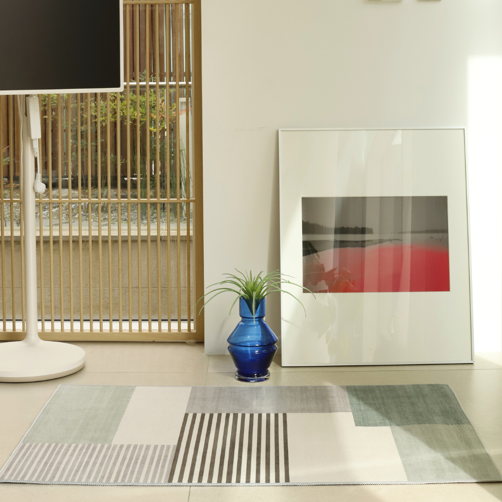 [에모프] 스트라이프 러그 카페트 양탄자 미니러그 의자매트 140x200