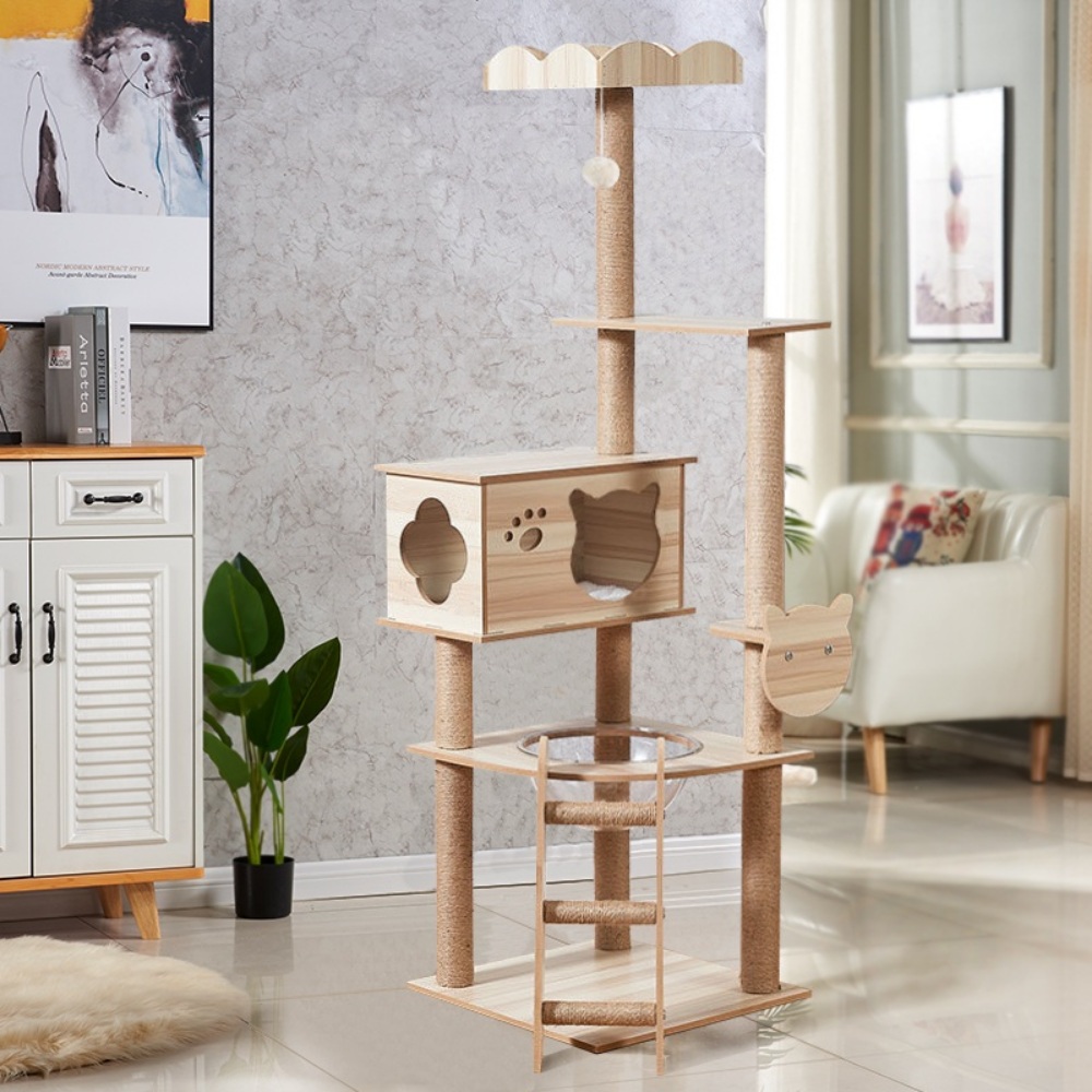 원목 고양이놀이터 우드캣타워 등반 돌아다니는