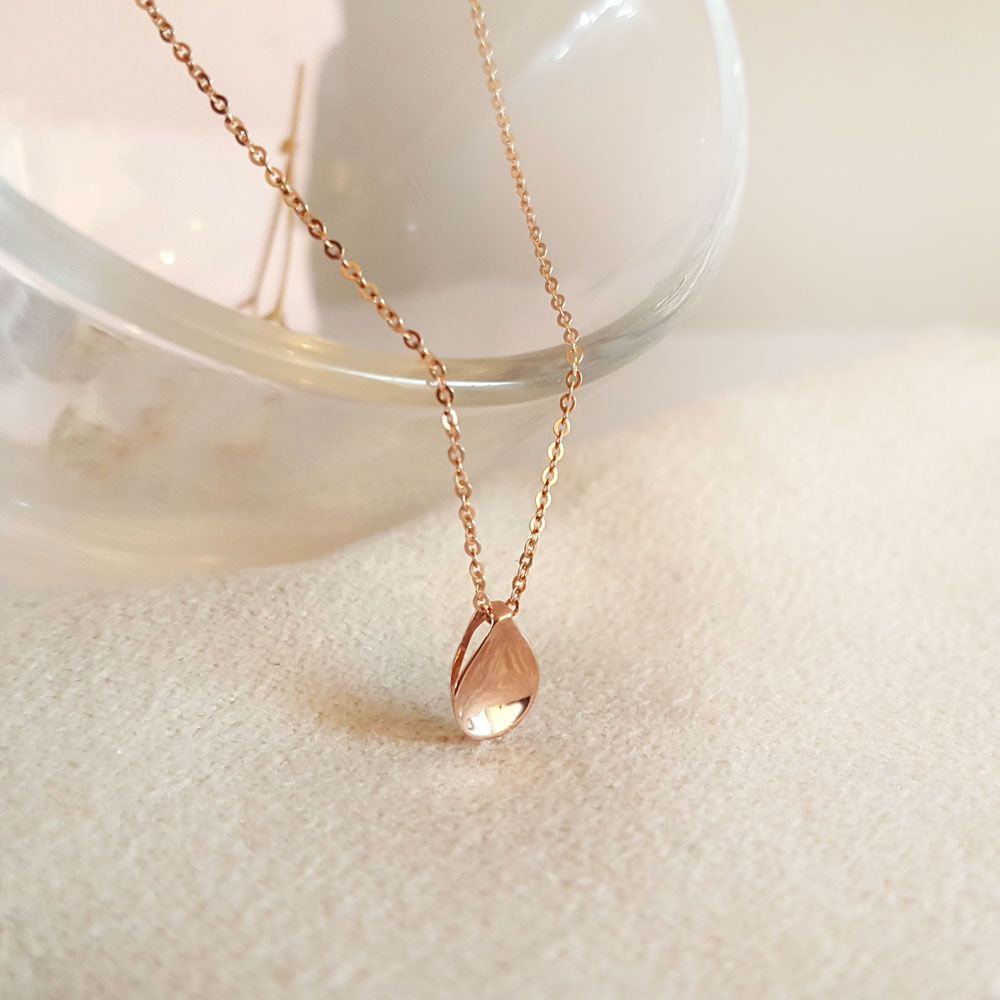 14k 금 팬던트 여자 물방울 목걸이 핑크골드 [레일라] - 상품 이미지