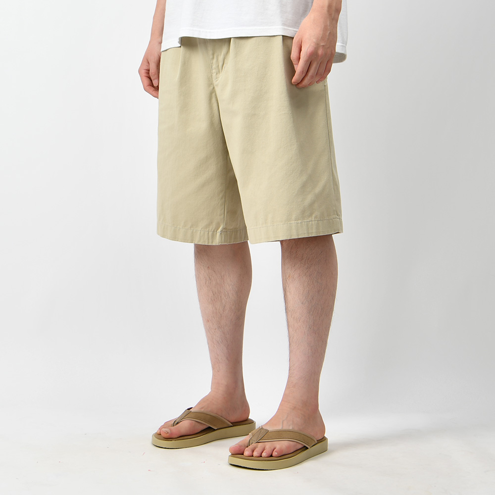 남자 반바지 버뮤다 여름 핀턱 와이드 국내생산 베이지 면 6부 바지 - 상세 이미지 2