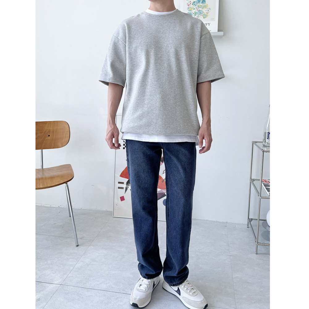 남자연청바지 레귤러핏 일자핏 블루진 데님 팬츠 - 상세 이미지 4