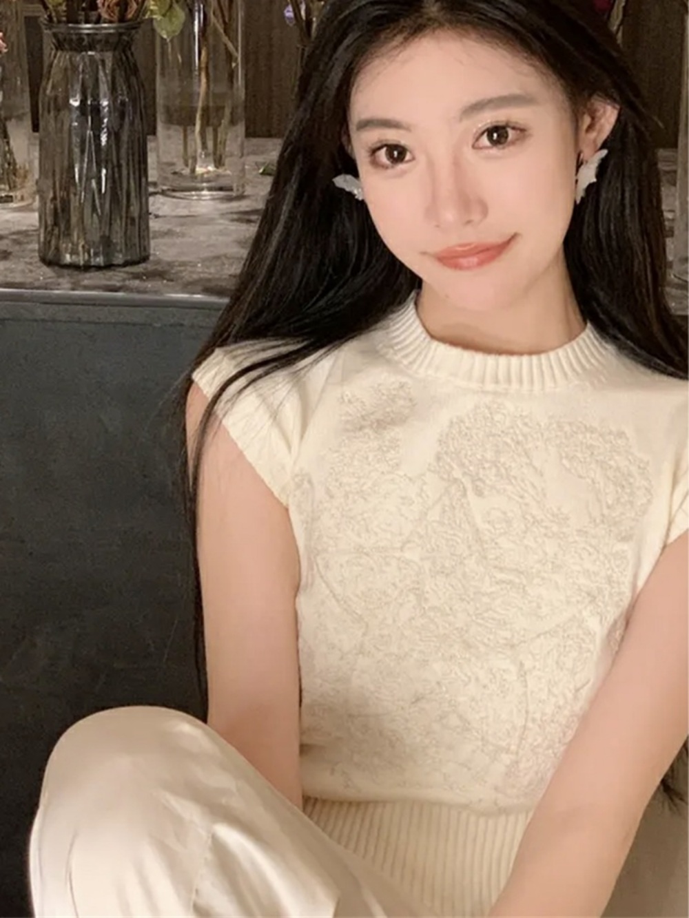 조선의 사랑꾼 49회 강수지 화이트 니트 반팔 얇은 여름 의상 옷 패션 - 상세 이미지 3