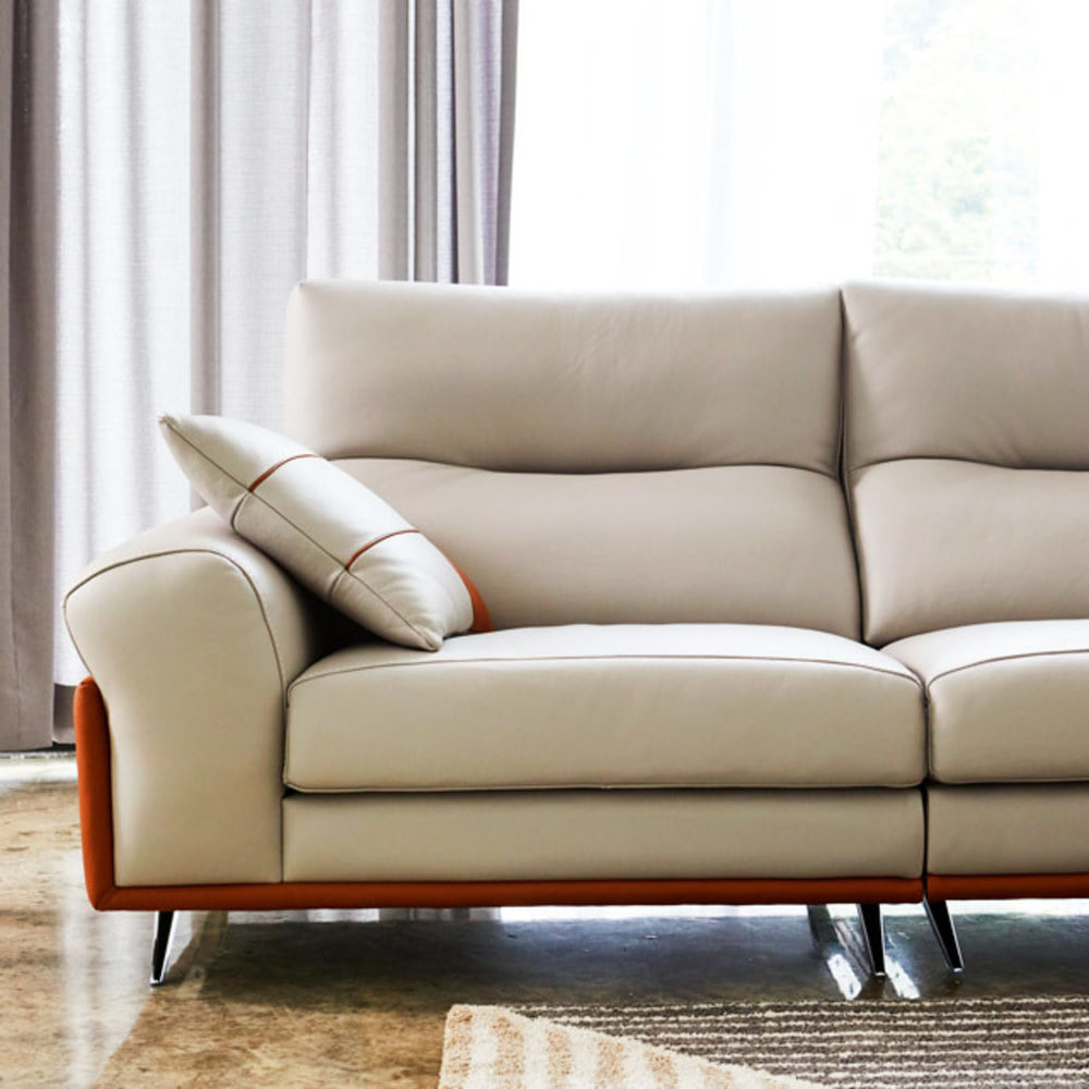 까사홈 아르벨 이태리 천연 통가죽 4인 소파(3+1) 3000mm