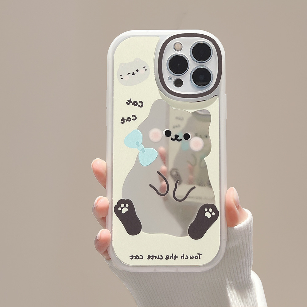 핑크 강아지 거울 애플 15 휴대폰 케이스 14ProMax iPhone13용 12 나비 넥타이 체인 아이폰11케이스 - 상세 이미지 2